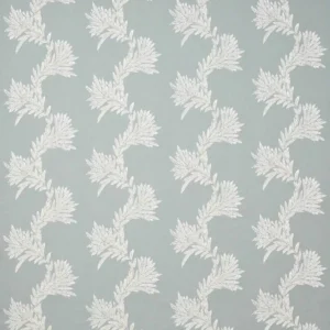 blue botanical embroideried fabric from Colefax & Fowler