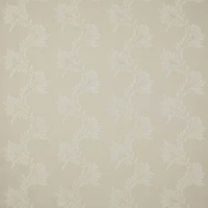 black-grey botanical embroideried fabric from Colefax & Fowler