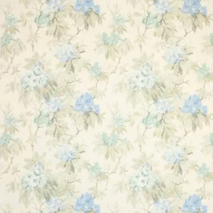 blue botanical linen fabric from Colefax & Fowler