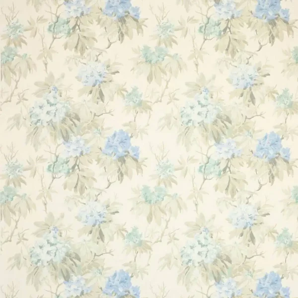 Mereworth Fabric - Blue / Beige by blue botanical linen fabric from Colefax & Fowler