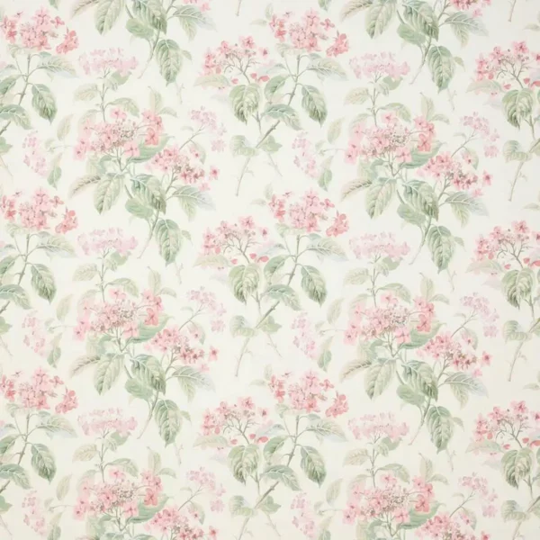 Eloise Fabric - Pink / Green by green botanical linen fabric from Colefax & Fowler