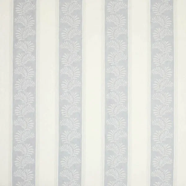 Valora Fabric - Blue by blue striped embroideried fabric from Colefax & Fowler