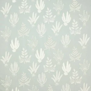 blue botanical embroideried fabric from Colefax & Fowler