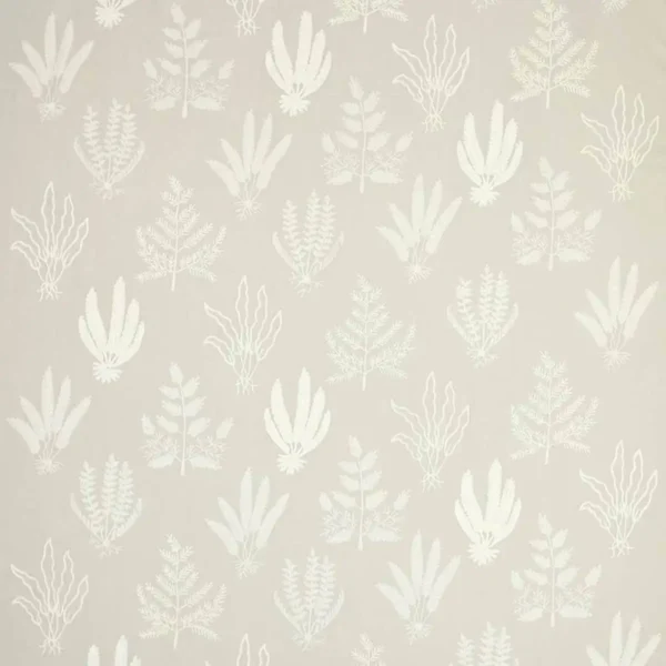 Frensham Fabric - Beige by black-grey botanical embroideried fabric from Colefax & Fowler