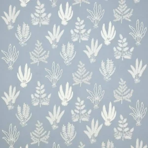 blue botanical embroideried fabric from Colefax & Fowler