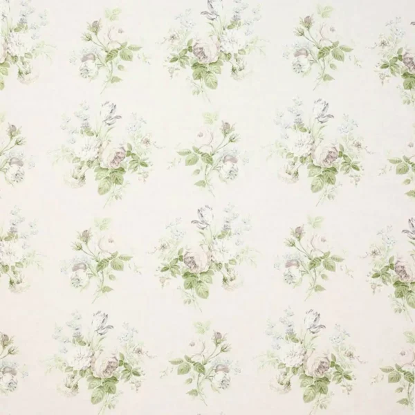 Constance Fabric - Grey / Green by multicolour botanical linen fabric from Colefax & Fowler