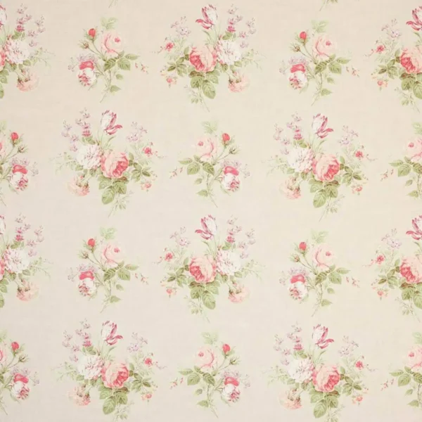 Constance Fabric - Pink / Green by multicolour botanical linen fabric from Colefax & Fowler