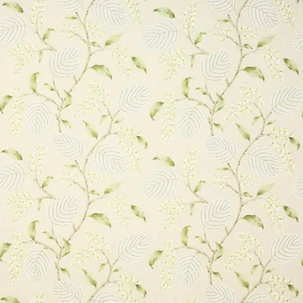 Atwood Fabric - Leaf Green by multicolour botanical linen fabric from Colefax & Fowler