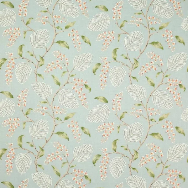 Atwood Fabric - Old Blue by multicolour botanical linen fabric from Colefax & Fowler
