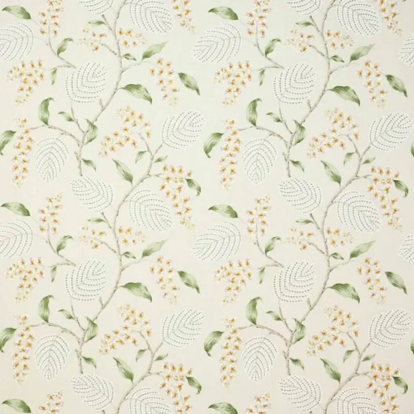 Atwood Fabric - Apricot / Leaf by multicolour botanical linen fabric from Colefax & Fowler