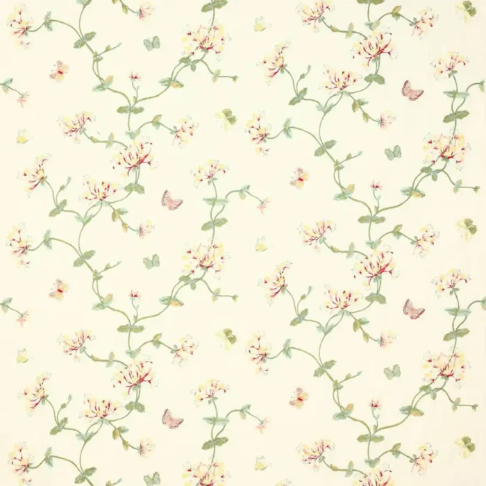 Honeysuckle Garden Fabric - Pink / Green swatch