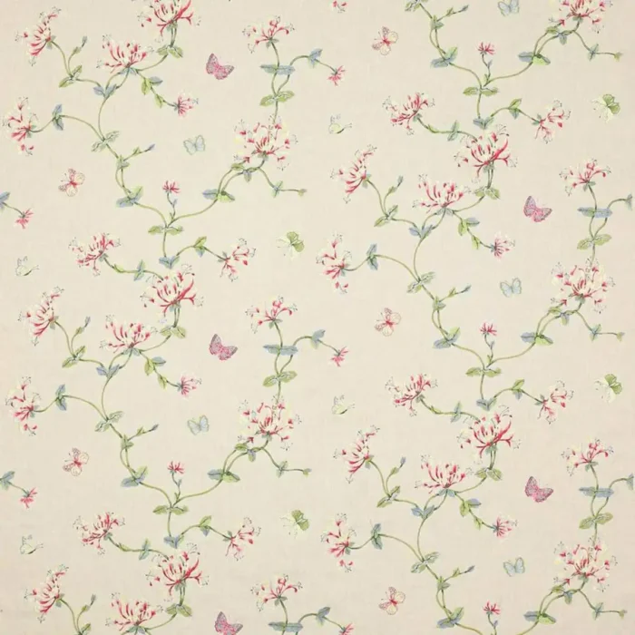Honeysuckle Garden Fabric - Red / Green swatch