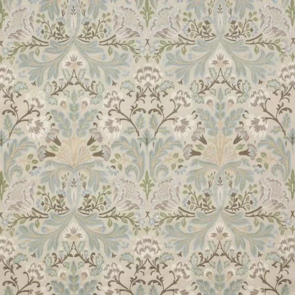 Acantha Fabric - Silver by multicolour botanical embroideried fabric from Colefax & Fowler