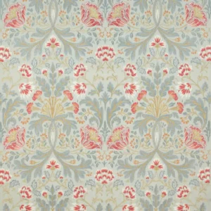 blue botanical embroideried fabric from Colefax & Fowler