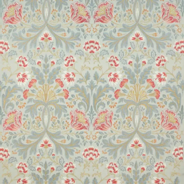 Acantha Fabric - Old Blue by blue botanical embroideried fabric from Colefax & Fowler