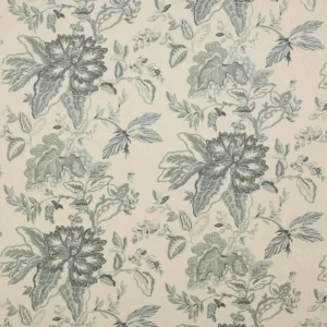 blue botanical embroideried fabric from Colefax & Fowler