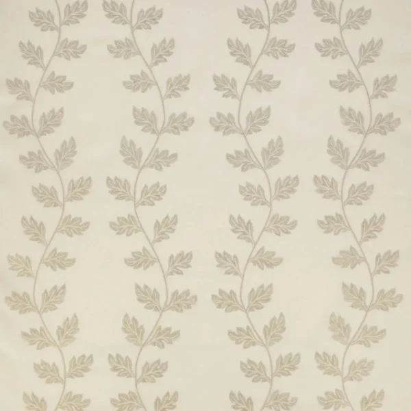 Gabriella Fabric - Ivory by brown botanical embroideried fabric from Colefax & Fowler