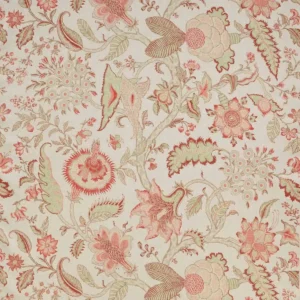 red botanical linen fabric from Colefax & Fowler