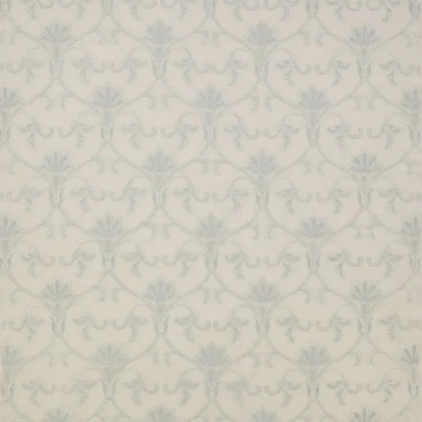 Laretta Fabric - Silver by black-grey botanical embroideried fabric from Colefax & Fowler