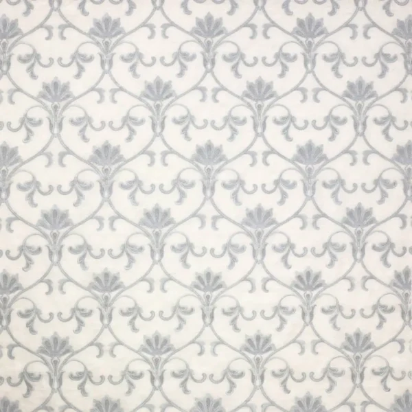 Laretta Fabric - Old Blue by black-grey botanical embroideried fabric from Colefax & Fowler