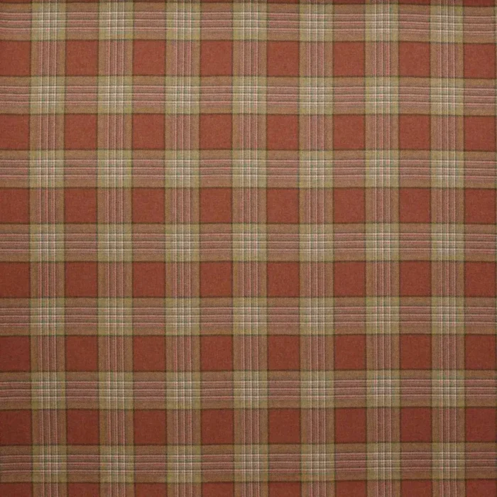 Lowick Plaid Fabric - Tomato / Green swatch