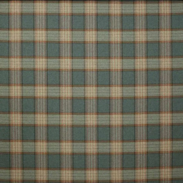 Lowick Plaid Fabric - Teal by multicolour checked woolen fabric from Colefax & Fowler