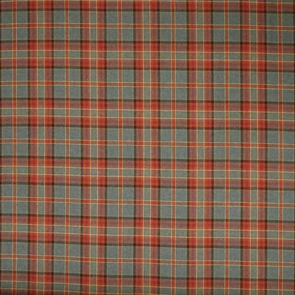 Hutton Plaid Fabric - Teal / Sienna by blue checked woolen fabric from Colefax & Fowler