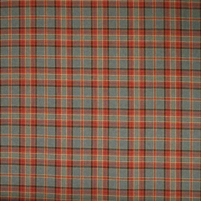 Hutton Plaid Fabric - Teal / Sienna swatch