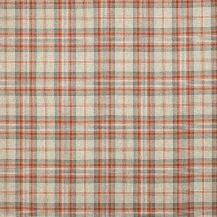 Hutton Plaid Fabric - Tomato / Teal swatch