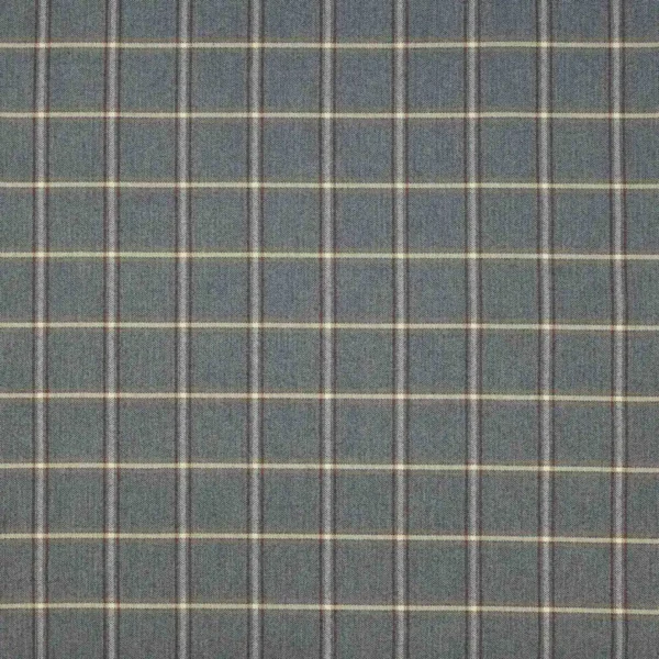Fen Plaid Fabric - Blue by blue checked woolen fabric from Colefax & Fowler