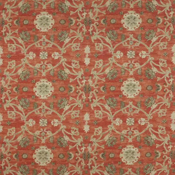 Perdita Fabric - Tomato by red geometric printed fabric from Colefax & Fowler