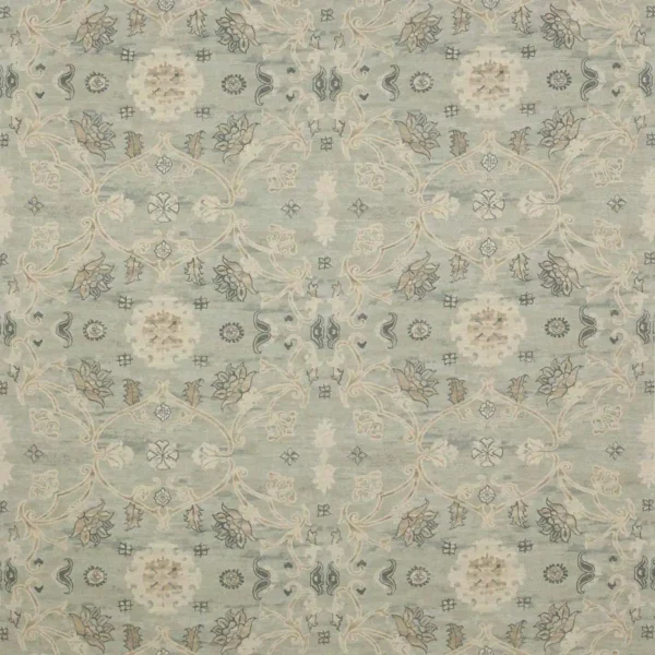 Perdita Fabric - Aqua by blue geometric printed fabric from Colefax & Fowler