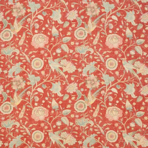 Cassandra Fabric - Tomato by red animal linen fabric from Colefax & Fowler