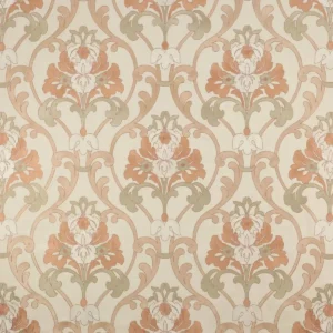 orange botanical embroideried fabric from Colefax & Fowler