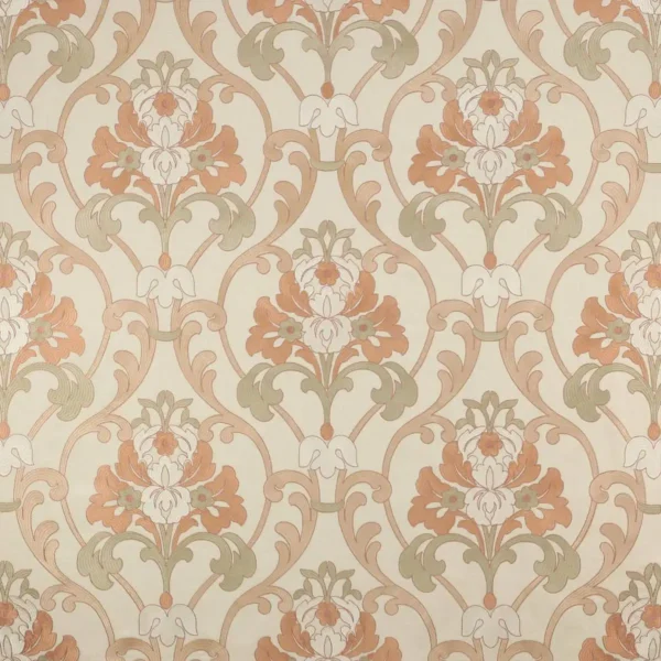 orange botanical embroideried fabric from Colefax & Fowler