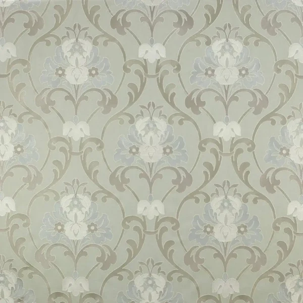 Lombard Fabric - Aqua by blue botanical embroideried fabric from Colefax & Fowler