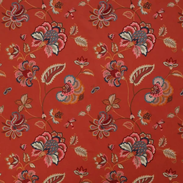 Ashlar Fabric - Red by red animal embroideried fabric from Colefax & Fowler