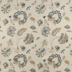 blue animal embroideried fabric from Colefax & Fowler