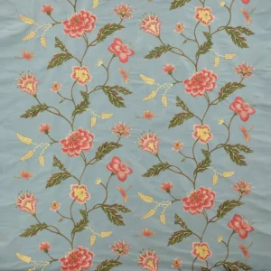 blue animal embroideried fabric from Colefax & Fowler