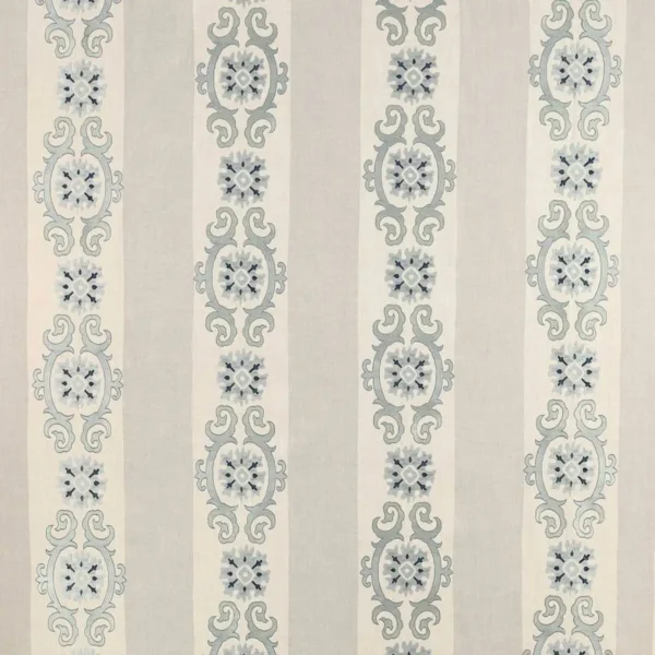 Theodore Fabric - Old Blue by black-grey misc embroideried fabric from Colefax & Fowler