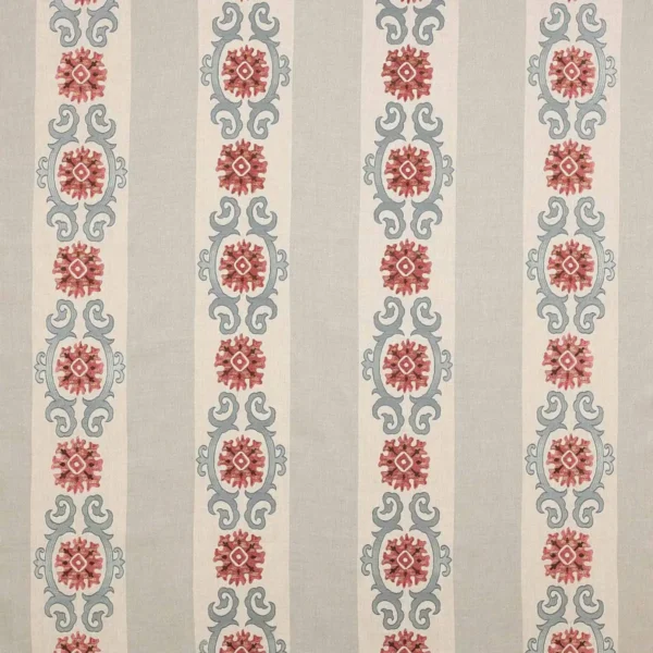 Theodore Fabric - Tomato / Blue by blue misc embroideried fabric from Colefax & Fowler