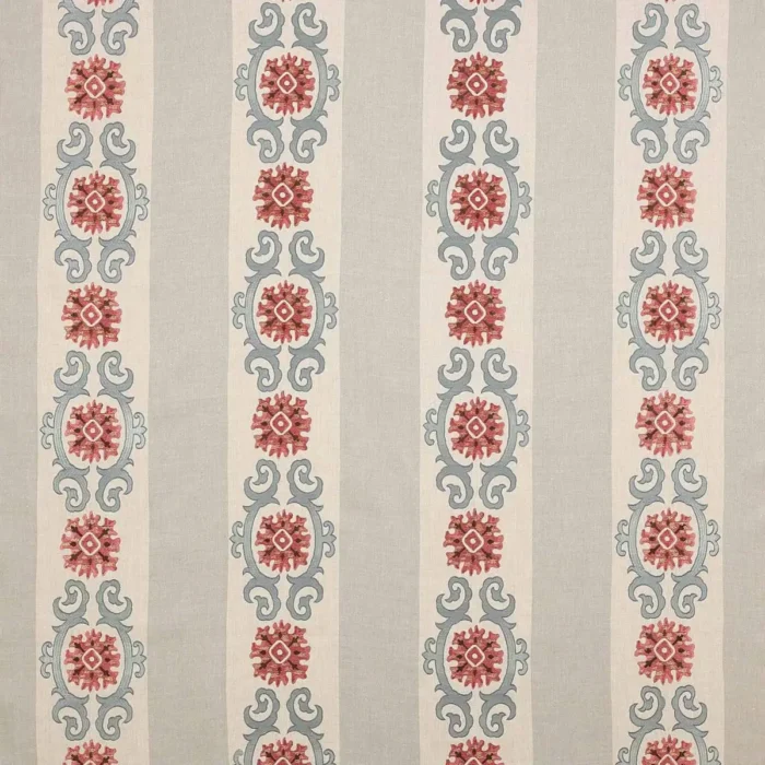 Theodore Fabric - Tomato / Blue swatch