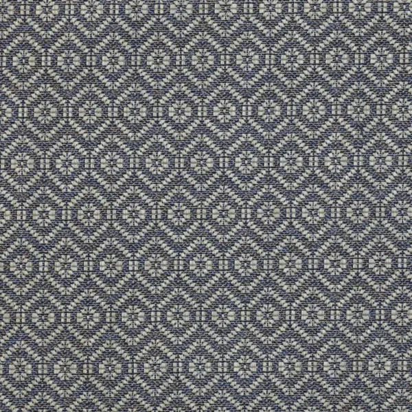 Arran Fabric - Navy by blue geometric woven fabric from Colefax & Fowler