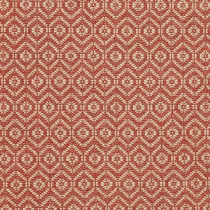 red geometric woven fabric from Colefax & Fowler