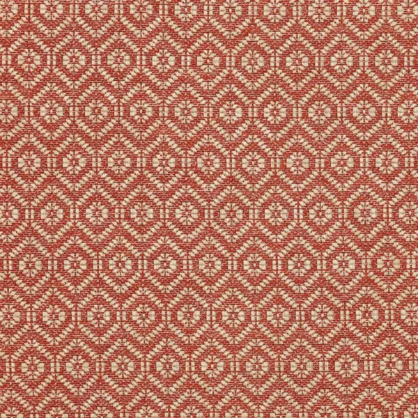 Arran Fabric - Tomato by red geometric woven fabric from Colefax & Fowler