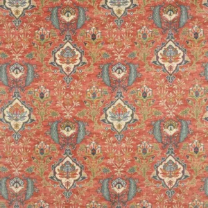 red botanical velvet-chenille fabric from Colefax & Fowler