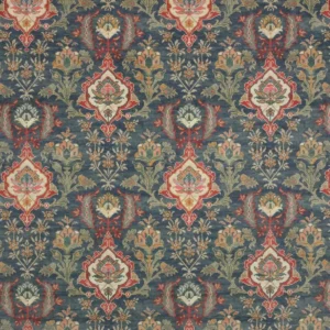 blue botanical velvet-chenille fabric from Colefax & Fowler