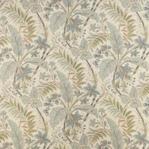 blue botanical linen fabric from Colefax & Fowler