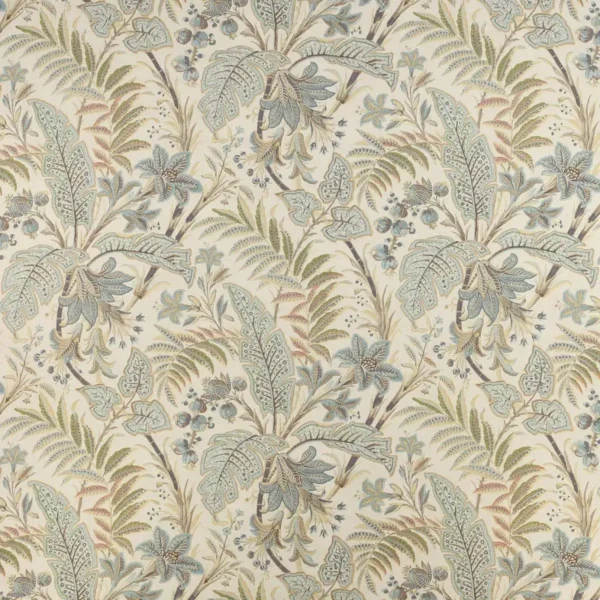 Paisley Leaf Fabric - Old Blue by blue botanical linen fabric from Colefax & Fowler
