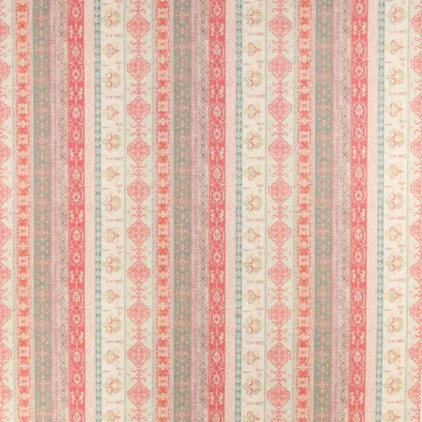 Kempsey Fabric - Red / Green by green striped woven fabric from Colefax & Fowler